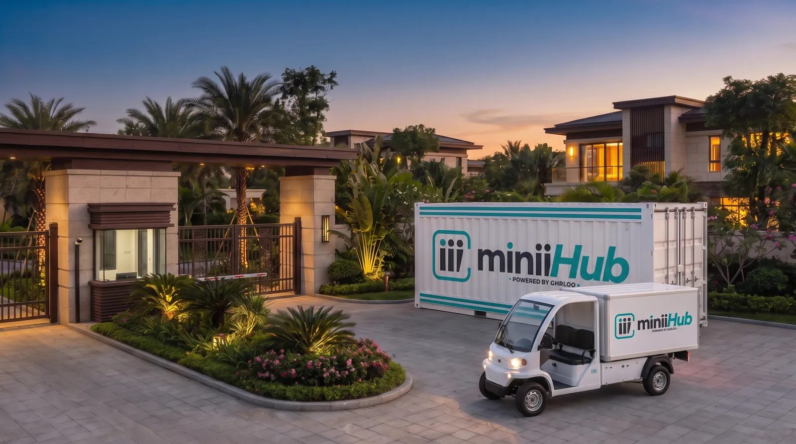 miniiHub instalado na entrada de um condomínio de alto padrão